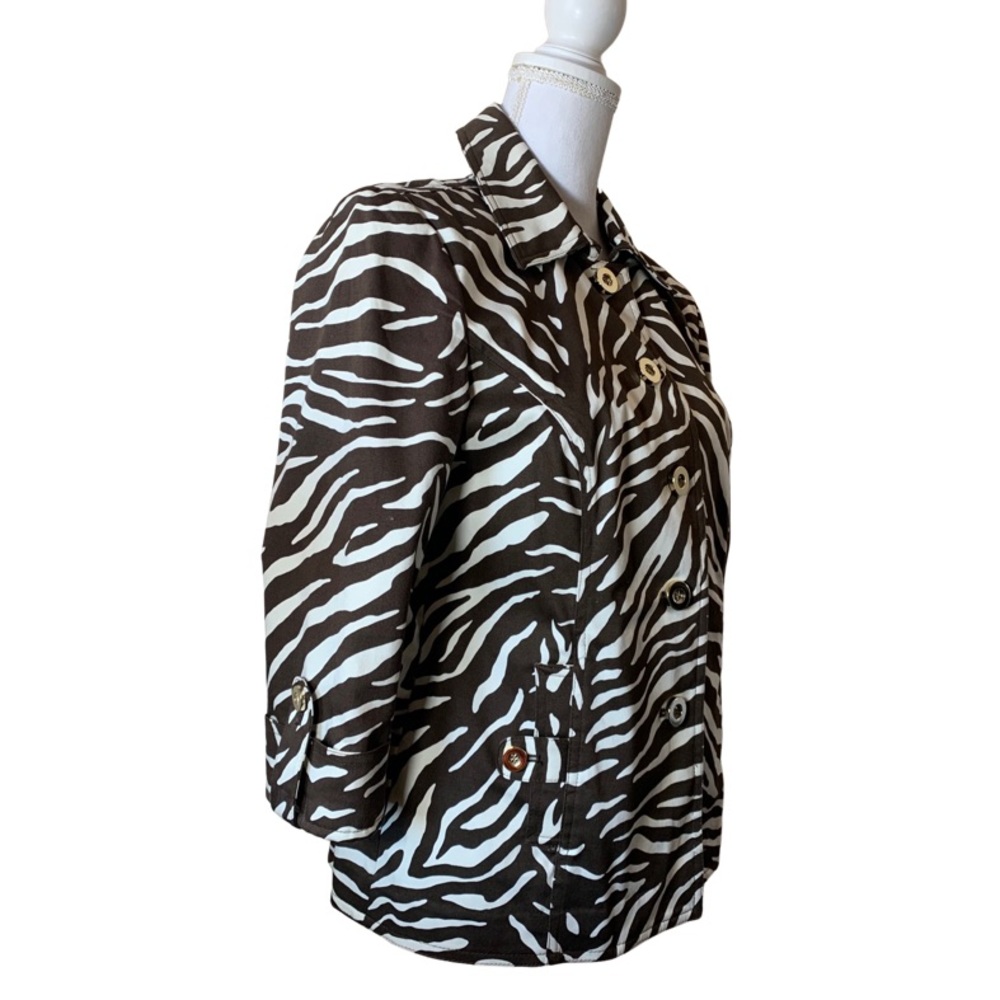 NWOT Charter Club Jacket. Small. Animal Print Brown and Off-White - Picture 4 of 9